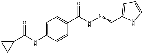 N-(4-{[2-(1H-pyrrol-2-ylmethylene)hydrazino]carbonyl}phenyl)cyclopropanecarboxamide 구조식 이미지