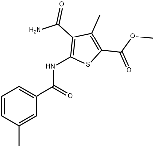 methyl 4-carbamoyl-3-methyl-5-[(3-methylbenzoyl)amino]thiophene-2-carboxylate 구조식 이미지