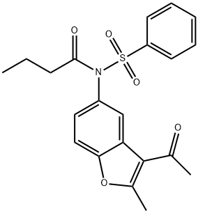 N-(3-acetyl-2-methylbenzofuran-5-yl)-N-(phenylsulfonyl)butyramide 구조식 이미지