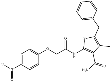 5-benzyl-4-methyl-2-{[(4-nitrophenoxy)acetyl]amino}-3-thiophenecarboxamide Structure