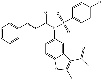 N-(3-acetyl-2-methylbenzofuran-5-yl)-N-((4-chlorophenyl)sulfonyl)cinnamamide 구조식 이미지