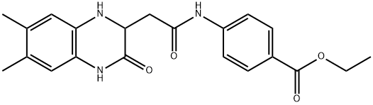 ethyl 4-(2-(6,7-dimethyl-3-oxo-1,2,3,4-tetrahydroquinoxalin-2-yl)acetamido)benzoate 구조식 이미지