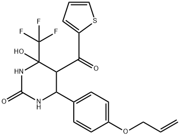 6-(4-(allyloxy)phenyl)-4-hydroxy-5-(thiophene-2-carbonyl)-4-(trifluoromethyl)tetrahydropyrimidin-2(1H)-one Structure