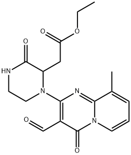 [1-(3-Formyl-9-methyl-4-oxo-4H-pyrido[1,2-a]pyrimidin-2-yl)-3-oxo-piperazin-2-yl]-acetic acid ethyl ester 구조식 이미지