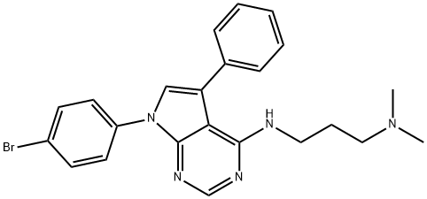 N1-(7-(4-bromophenyl)-5-phenyl-7H-pyrrolo[2,3-d]pyrimidin-4-yl)-N3,N3-dimethylpropane-1,3-diamine 구조식 이미지