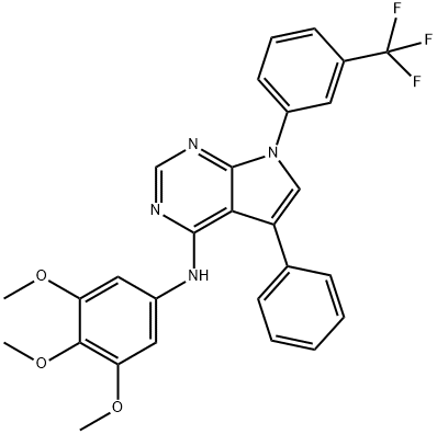 5-phenyl-7-(3-(trifluoromethyl)phenyl)-N-(3,4,5-trimethoxyphenyl)-7H-pyrrolo[2,3-d]pyrimidin-4-amine 구조식 이미지