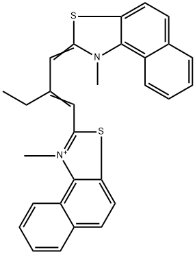1-methyl-2-{(1Z)-2-[(Z)-(1-methylnaphtho[1,2-d][1,3]thiazol-2(1H)-ylidene)methyl]but-1-en-1-yl}naphtho[1,2-d][1,3]thiazol-1-ium 구조식 이미지