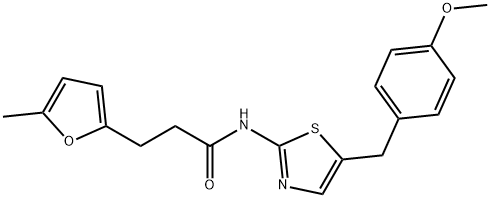 N-(5-(4-methoxybenzyl)thiazol-2-yl)-3-(5-methylfuran-2-yl)propanamide Structure