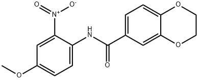 N-(4-methoxy-2-nitrophenyl)-2,3-dihydrobenzo[b][1,4]dioxine-6-carboxamide 구조식 이미지