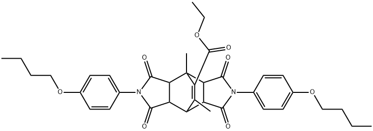 ethyl 4,10-bis(4-butoxyphenyl)-1,14-dimethyl-3,5,9,11-tetraoxo-4,10-diazatetracyclo[5.5.2.0~2,6~.0~8,12~]tetradec-13-ene-13-carboxylate 구조식 이미지