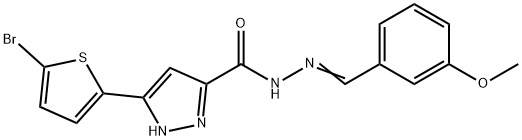 (E)-3-(5-bromothiophen-2-yl)-N-(3-methoxybenzylidene)-1H-pyrazole-5-carbohydrazide 구조식 이미지