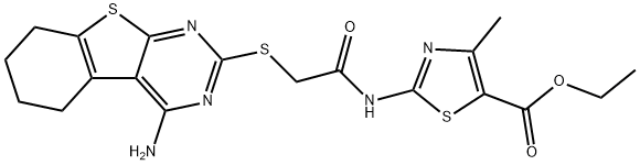 ethyl 2-(2-((4-amino-5,6,7,8-tetrahydrobenzo[4,5]thieno[2,3-d]pyrimidin-2-yl)thio)acetamido)-4-methylthiazole-5-carboxylate 구조식 이미지