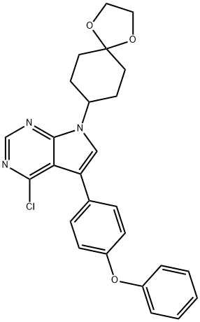 4-chloro-5-(4-phenoxyphenyl)-7-(1,4-dioxaspiro[4.5]decan-8-yl)-7H-pyrrolo[2,3-d]pyrimidine 구조식 이미지