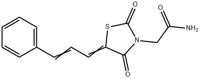 2-((Z)-2,4-dioxo-5-((E)-3-phenylallylidene)thiazolidin-3-yl)acetamide 구조식 이미지