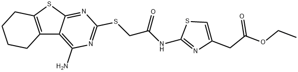 ethyl 2-(2-(2-((4-amino-5,6,7,8-tetrahydrobenzo[4,5]thieno[2,3-d]pyrimidin-2-yl)thio)acetamido)thiazol-4-yl)acetate Structure