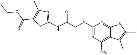 ethyl 2-(2-((4-amino-5,6-dimethylthieno[2,3-d]pyrimidin-2-yl)thio)acetamido)-4-methylthiazole-5-carboxylate Structure