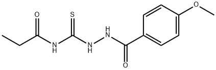 N-{[2-(4-methoxybenzoyl)hydrazino]carbonothioyl}propanamide Structure