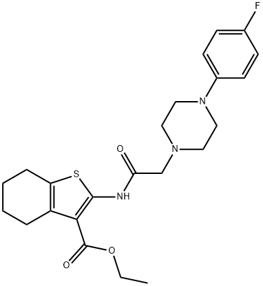 ethyl 2-(2-(4-(4-fluorophenyl)piperazin-1-yl)acetamido)-4,5,6,7-tetrahydrobenzo[b]thiophene-3-carboxylate 구조식 이미지