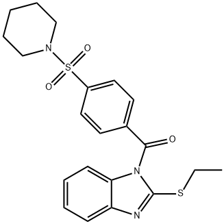 (2-(ethylthio)-1H-benzo[d]imidazol-1-yl)(4-(piperidin-1-ylsulfonyl)phenyl)methanone Structure