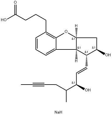 sodium:4-[(1R,2R,3aS,8bS)-2-hydroxy-1-[(E,3S)-3-hydroxy-4-methyloct-1-en-6-ynyl]-2,3,3a,8b-tetrahydro-1H-cyclopenta[b][1]benzofuran-5-yl]butanoate Structure