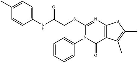 2-((5,6-dimethyl-4-oxo-3-phenyl-3,4-dihydrothieno[2,3-d]pyrimidin-2-yl)thio)-N-(p-tolyl)acetamide Structure