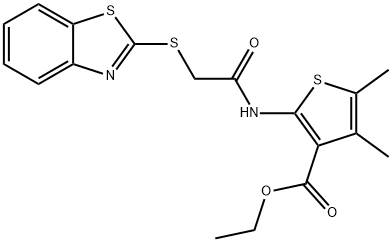 ethyl 2-(2-(benzo[d]thiazol-2-ylthio)acetamido)-4,5-dimethylthiophene-3-carboxylate Structure