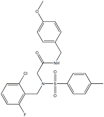 2-[(2-chloro-6-fluorophenyl)methyl-(4-methylphenyl)sulfonylamino]-N-[(4-methoxyphenyl)methyl]acetamide Structure