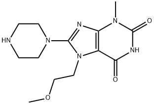 7-(2-methoxyethyl)-3-methyl-8-(piperazin-1-yl)-3,7-dihydro-1H-purine-2,6-dione Structure