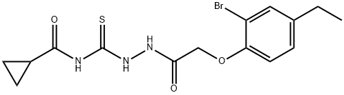 N-({2-[(2-bromo-4-ethylphenoxy)acetyl]hydrazino}carbonothioyl)cyclopropanecarboxamide Structure