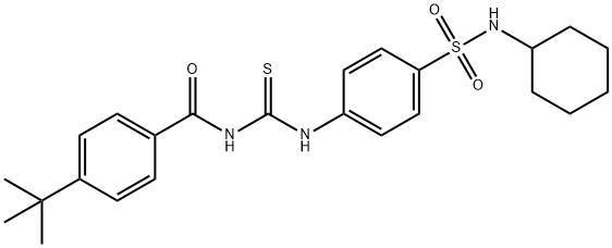 4-tert-butyl-N-[({4-[(cyclohexylamino)sulfonyl]phenyl}amino)carbonothioyl]benzamide Structure