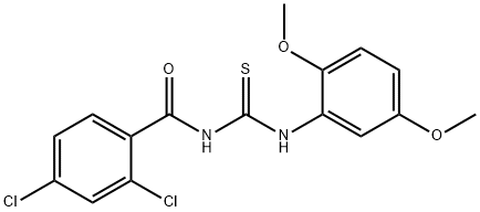 2,4-dichloro-N-{[(2,5-dimethoxyphenyl)amino]carbonothioyl}benzamide 구조식 이미지