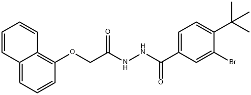 3-bromo-4-tert-butyl-N'-[(1-naphthyloxy)acetyl]benzohydrazide 구조식 이미지