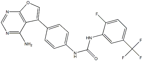 1-[4-(4-aminofuro[2,3-d]pyrimidin-5-yl)phenyl]-3-[2-fluoro-5-(trifluoromethyl)phenyl]urea 구조식 이미지