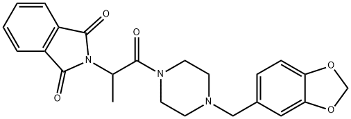 2-{1-[4-(1,3-benzodioxol-5-ylmethyl)piperazin-1-yl]-1-oxopropan-2-yl}-1H-isoindole-1,3(2H)-dione 구조식 이미지