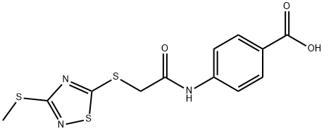 4-[[2-[(3-methylsulfanyl-1,2,4-thiadiazol-5-yl)sulfanyl]acetyl]amino]benzoic acid 구조식 이미지