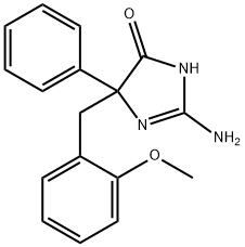 2-amino-5-[(2-methoxyphenyl)methyl]-5-phenyl-4,5-dihydro-1H-imidazol-4-one 구조식 이미지