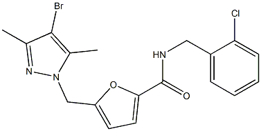 5-[(4-bromo-3,5-dimethylpyrazol-1-yl)methyl]-N-[(2-chlorophenyl)methyl]furan-2-carboxamide Structure