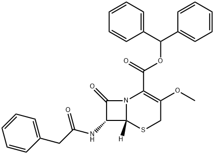 (6R,7R)-benzhydryl 3-methoxy-8-oxo-7-(2-phenylacetamido)-5-thia-1-azabicyclo[4.2.0]oct-2-ene-2-carboxylate 구조식 이미지