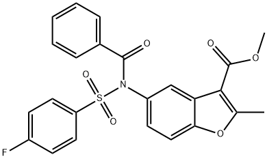 methyl 5-(N-((4-fluorophenyl)sulfonyl)benzamido)-2-methylbenzofuran-3-carboxylate Structure