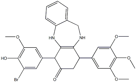 6-(3-bromo-4-hydroxy-5-methoxyphenyl)-9-(3,4,5-trimethoxyphenyl)-5,6,8,9,10,11-hexahydrobenzo[b][1,4]benzodiazepin-7-one Structure