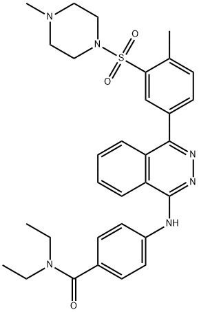 N,N-diethyl-4-[[4-[4-methyl-3-(4-methylpiperazin-1-yl)sulfonylphenyl]phthalazin-1-yl]amino]benzamide 구조식 이미지