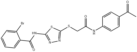 N-[5-({2-[(4-acetylphenyl)amino]-2-oxoethyl}sulfanyl)-1,3,4-thiadiazol-2-yl]-2-bromobenzamide Structure