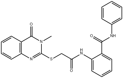 2-({[(3-methyl-4-oxo-3,4-dihydroquinazolin-2-yl)sulfanyl]acetyl}amino)-N-phenylbenzamide 구조식 이미지