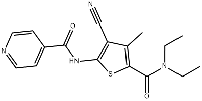 N-[3-cyano-5-(diethylcarbamoyl)-4-methylthiophen-2-yl]pyridine-4-carboxamide 구조식 이미지