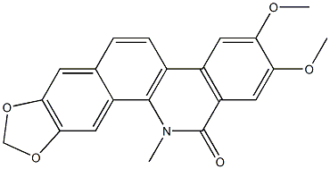 (1,3)Benzodioxolo(5,6-c)phenanthridin-13(12H)-one, 2,3-dimethoxy-12-methyl- 구조식 이미지