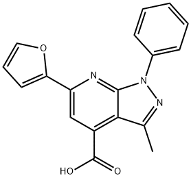 6-(2-furyl)-3-methyl-1-phenyl-1H-pyrazolo[3,4-b]pyridine-4-carboxylic acid Structure