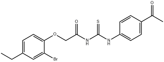 N-{[(4-acetylphenyl)amino]carbonothioyl}-2-(2-bromo-4-ethylphenoxy)acetamide 구조식 이미지