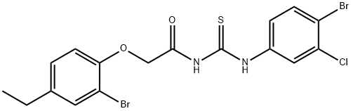 N-{[(4-bromo-3-chlorophenyl)amino]carbonothioyl}-2-(2-bromo-4-ethylphenoxy)acetamide Structure