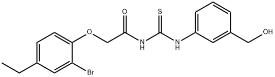 2-(2-bromo-4-ethylphenoxy)-N-({[3-(hydroxymethyl)phenyl]amino}carbonothioyl)acetamide Structure