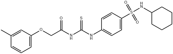 N-[({4-[(cyclohexylamino)sulfonyl]phenyl}amino)carbonothioyl]-2-(3-methylphenoxy)acetamide 구조식 이미지